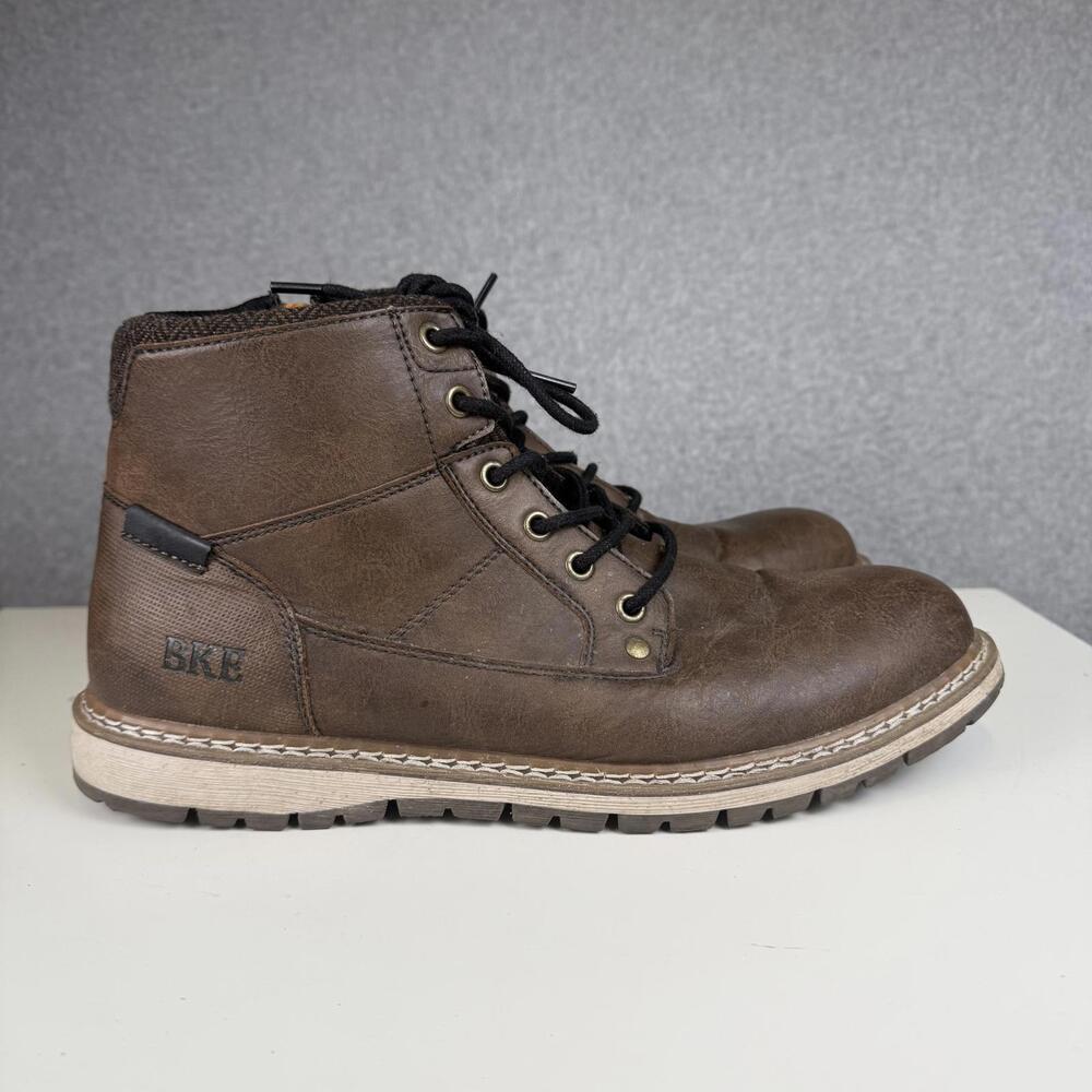 BKE Linwood Distressed Faux Leather Lace-up Boot in Dark Brown Men's Size 12